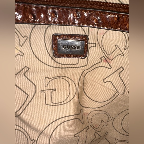 Vintage Y2K Guess Bag Faux Leather Ostrich Satchel Bag Shoulder Bag - Picture 7 of 8